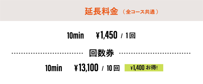 パーフェクトストレッチ富山根塚店 延長料金